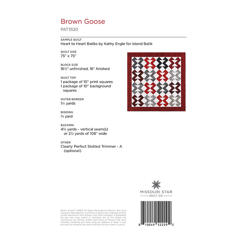 Brown Goose Quilt Pattern by Missouri Star