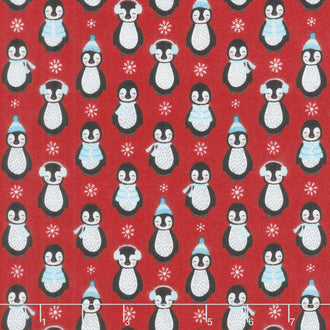 Bundled Buddies - Penguins Red Flannel Yardage