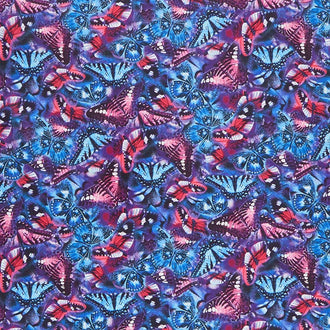 Butterfly Vortex - Packed Butterflies Purple Yardage
