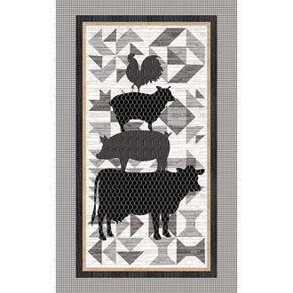 Buttermilk Farmstead - Barnyard Animals Black Cream Panel