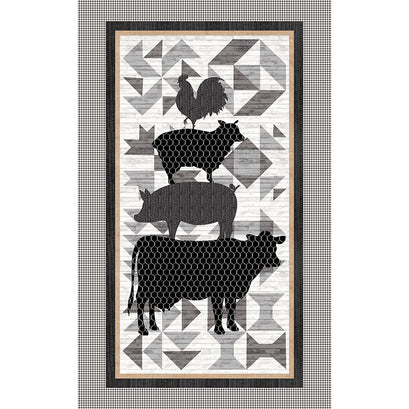 Buttermilk Farmstead - Barnyard Animals Black Cream Panel