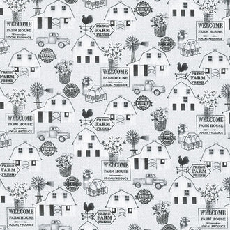Buttermilk Farmstead - Farm Landscape Silver Yardage