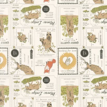 The Great Outdoors - Vintage Forest Advertising Cloud Yardage
