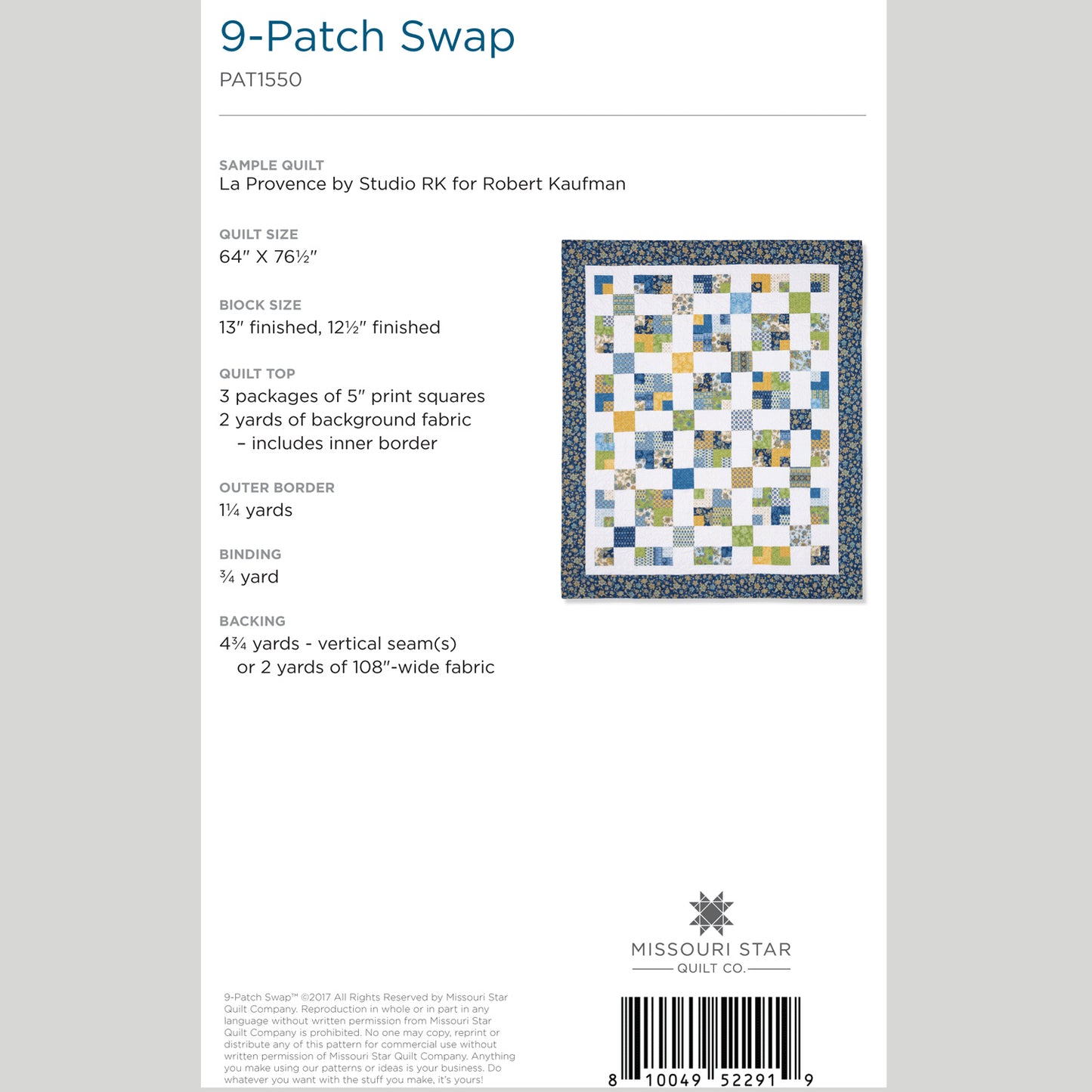 Digital Download - Nine Patch Swap Quilt Pattern by Missouri Star Alternative View #1