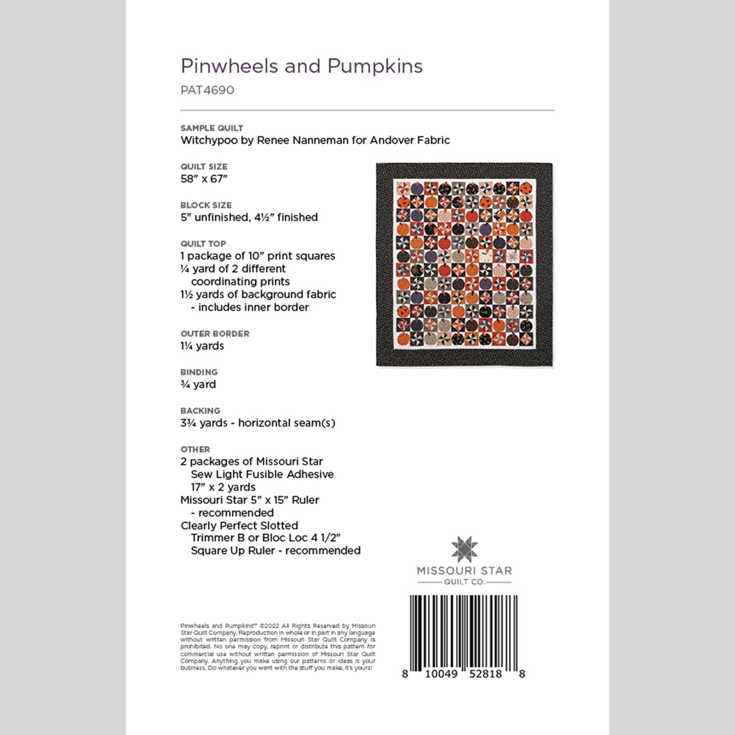 Digital Download - Pinwheels and Pumpkins Quilt Pattern by Missouri Star Alternative View #1