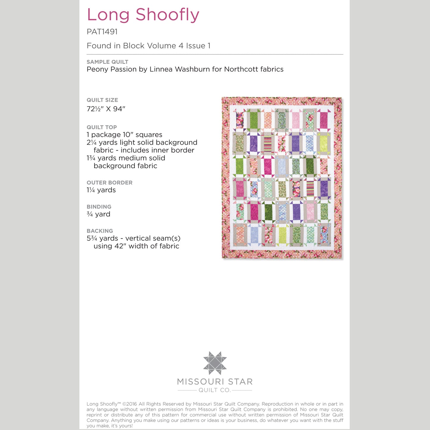 Digital Download - Long Shoofly Quilt Pattern by Missouri Star Alternative View #1