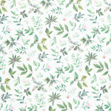 Blush - Leaf Toss White Green Yardage Primary Image