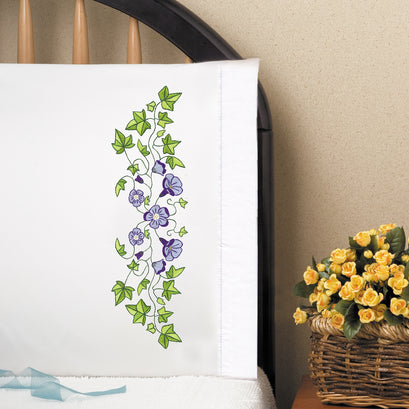 Floral Vine Embroidery Pillowcase Set