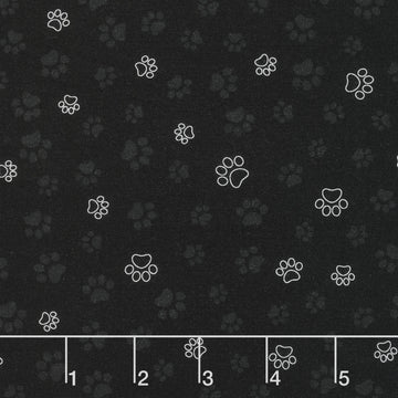 Cats (Timeless Treasures) - Cat Paws Black Yardage Primary Image