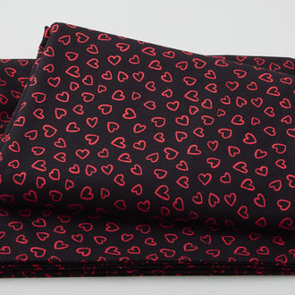 Happy Hearts - Heart Outlines Black 3 Yard Cut