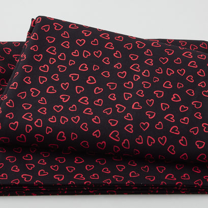 Happy Hearts - Heart Outlines Black 3 Yard Cut