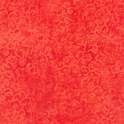 Tropical Oasis Batiks - Mini Floral Red Candy Yardage