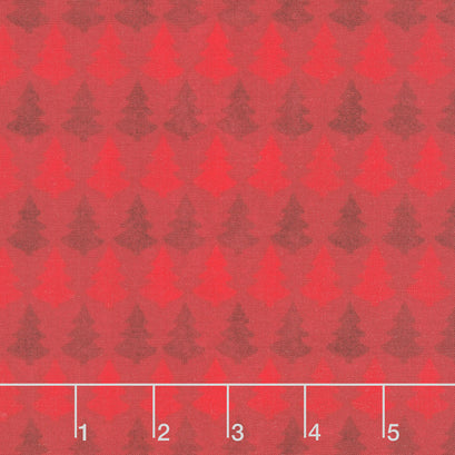 Timber Gnomies Tree Farm - Monotone Trees Red Yardage