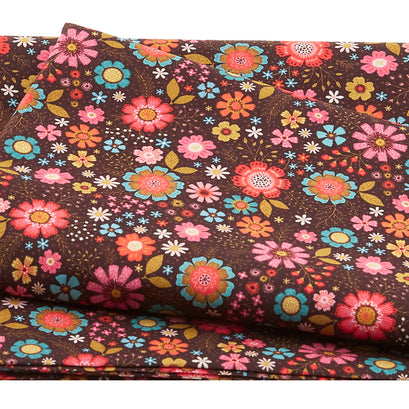 Llama Love - Folklore Flowers Brown 2 Yard Cut