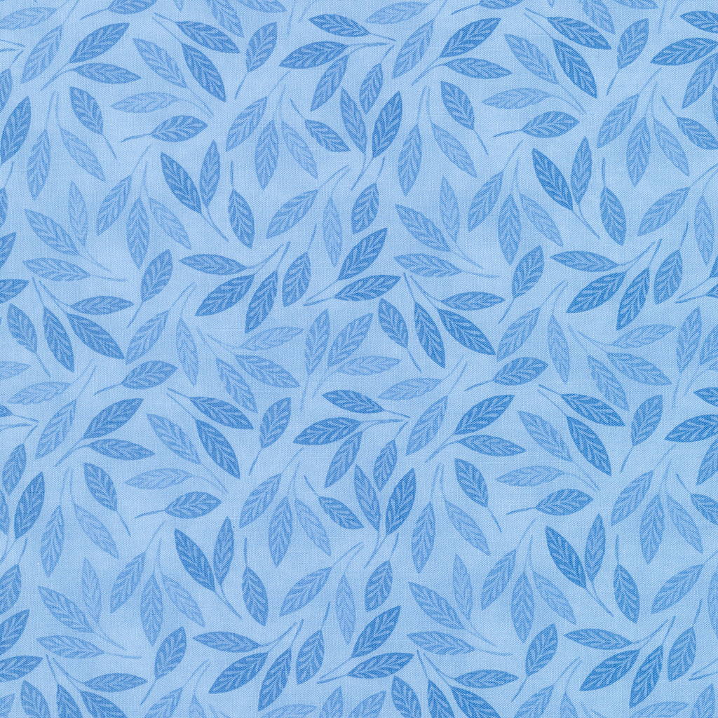 Blooming Blue - Leaf Toss Medium Blue Yardage Primary Image