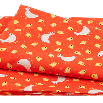 Farm Friends - Chicks & Chickens Barn Red 2 Yard Cut