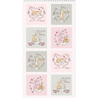 Guess How Much I Love You - Pink Hares Block Light Pink Panel