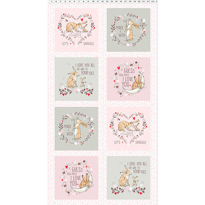 Guess How Much I Love You - Pink Hares Block Light Pink Panel