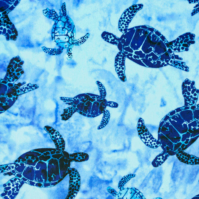 Cuddle® Prints - Bliss Batik Turtles Blue Ocean Digitally Printed Yardage Primary Image