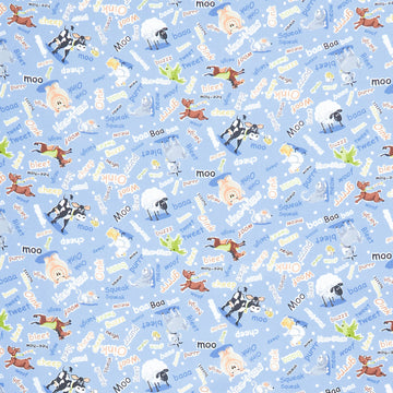 Barnyard Blues - Farm Animal Noises Denim Yardage Primary Image