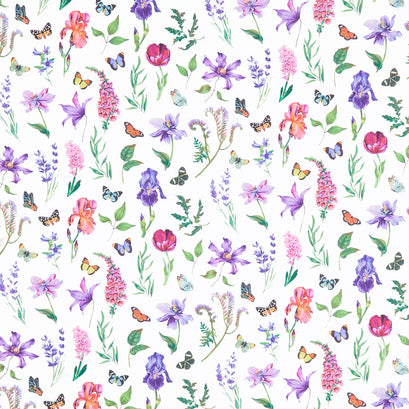 Deborah's Garden - Floral White Multi Yardage