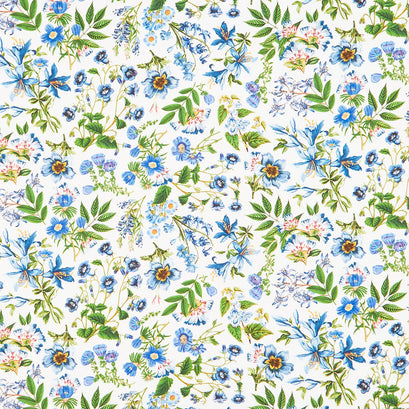 Something Blue - Small Floral Cream Multi Yardage