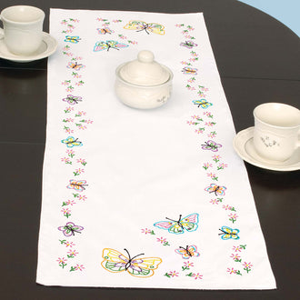 Fluttering Butterflies Embroidery Table Runner