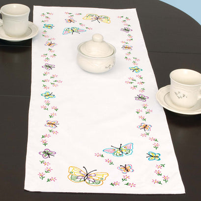 Fluttering Butterflies Embroidery Table Runner