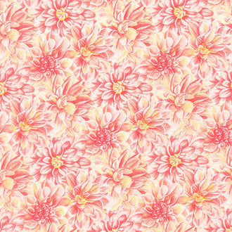 Morning Blossom - Dahlia Toss Coral Yardage