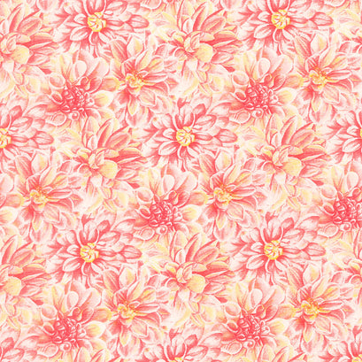 Morning Blossom - Dahlia Toss Coral Yardage