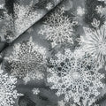 Holiday Flourish Scarlet - Snowflakes Black Metallic Yardage Alternative View #1