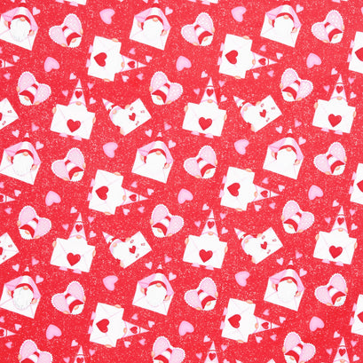 Gnomie Love - Gnomes & Envelopes Red Yardage
