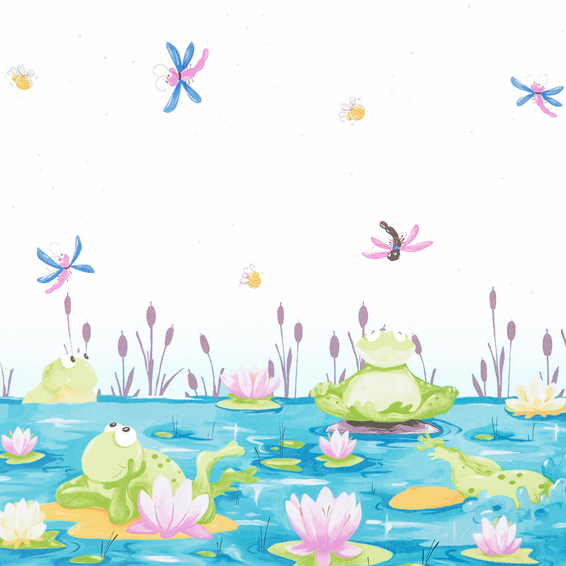 Paul's Pond - Frog Double Border Aqua Yardage Primary Image