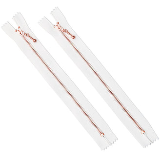 White 8" Zipper Pack - Rose Gold 2 Zipper Pack