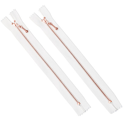 White 8" Zipper Pack - Rose Gold 2 Zipper Pack