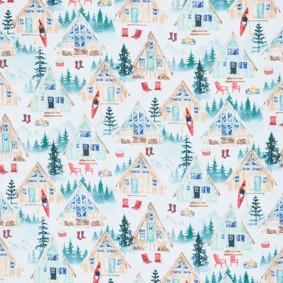On Lake Time - Lake Houses Scenic Blue Yardage