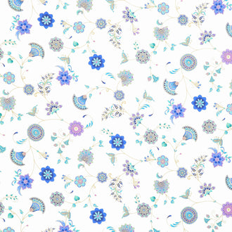 Empress - Small Metallic Medallions Cream Yardage