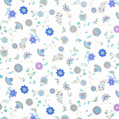 Empress - Small Metallic Medallions Cream Yardage