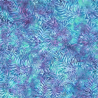 Morning Glory Batiks - Leaves and Ferns Purple Lotus Yardage
