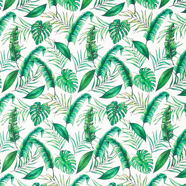 Tropical Paradise - FlamingosTropical Leaves Ivory Yardage Primary Image