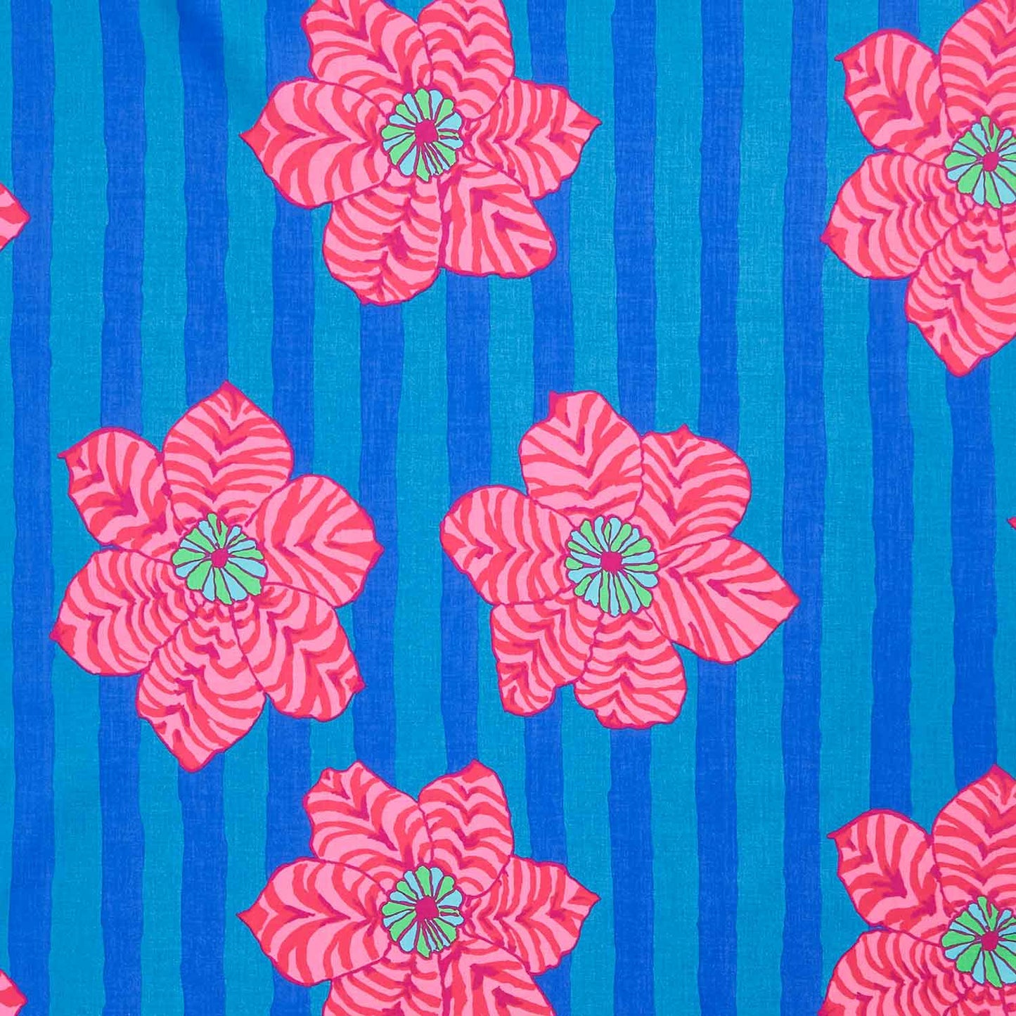 Kaffe Fassett Collective - August 2023 - Cool ColorwayZebra Lily Blue Yardage Primary Image