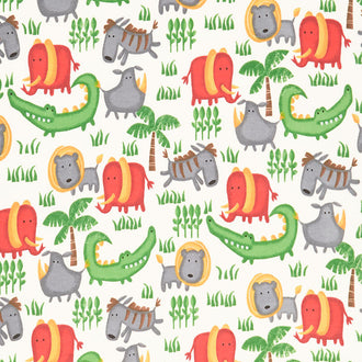 Comfy Flannel® - Jungle Animals Beige Yardage