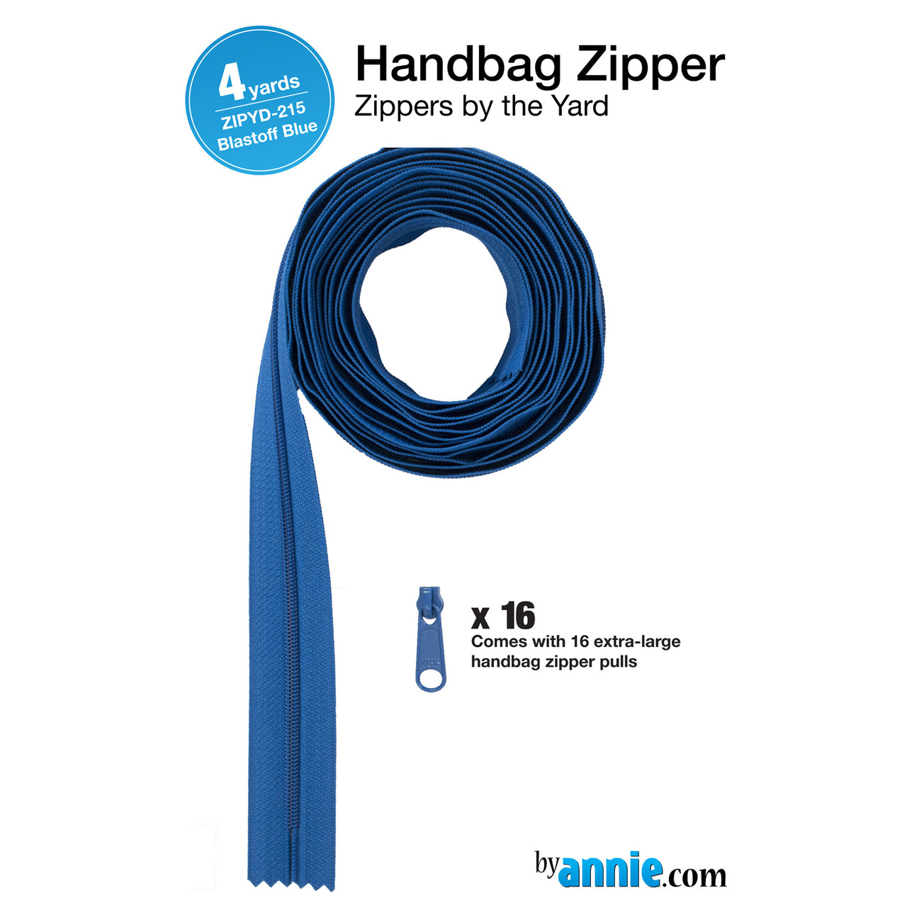 ByAnnie Zippers by the Yard - 4 yards Blastoff Blue Primary Image
