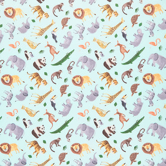 Ticket to the Zoo - Animals Aqua Yardage