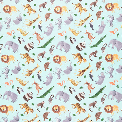 Ticket to the Zoo - Animals Aqua Yardage