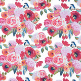 Poppies and Plumes - Large Floral White Yardage Primary Image