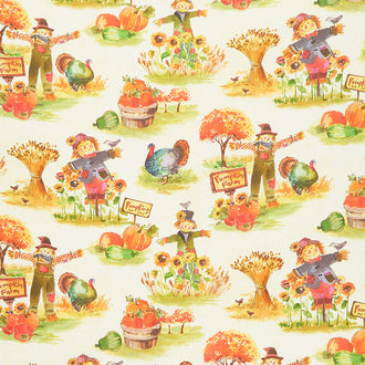 Pumpkin Farm - Scarecrows Cream Yardage