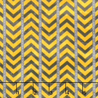 Build Your Own World - Construction Stripe Yellow Gray Yardage