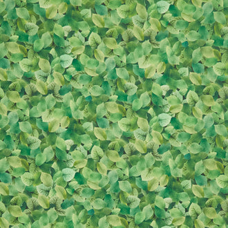 Vintage Rose - Packed Green Leaves Green Yardage