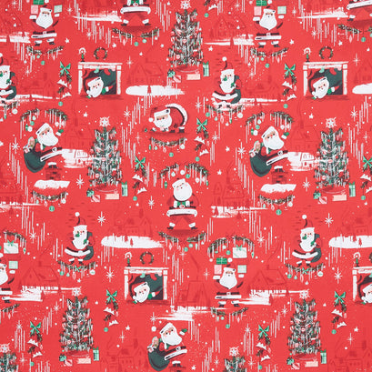 Twas - Santa Main Red Metallic Yardage
